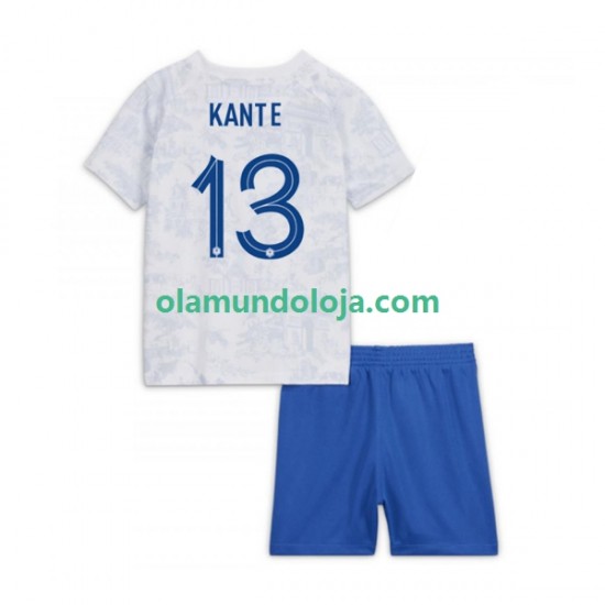 Camisola França Kante 13 Criança Equipamento Segundo Copa do Mundo 2022 Manga Curta